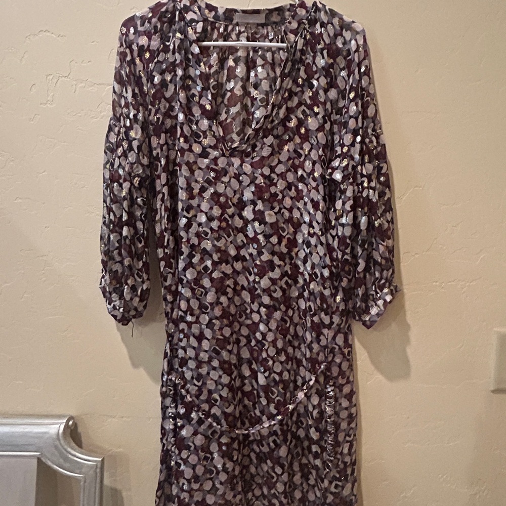 T Lux Apparel Metallic Chiffon Bloom Sleeve Mini Dress Party Cocktail Size M